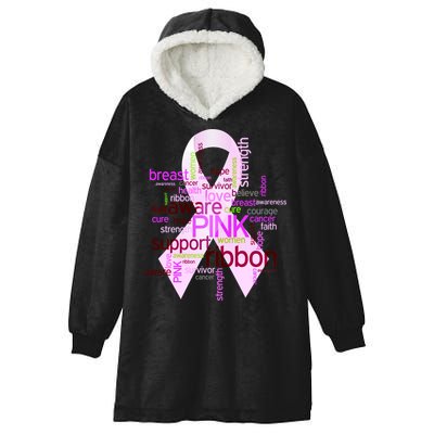 Breast Cancer Awareness Word Mash-Up Hooded Wearable Blanket