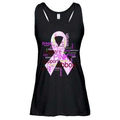 Breast Cancer Awareness Word Mash-Up Ladies Essential Flowy Tank