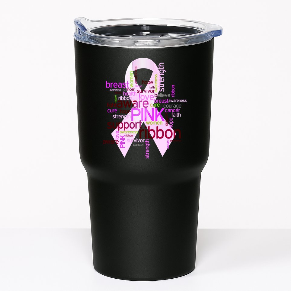 Breast Cancer Awareness Word Mash-Up Tumbler