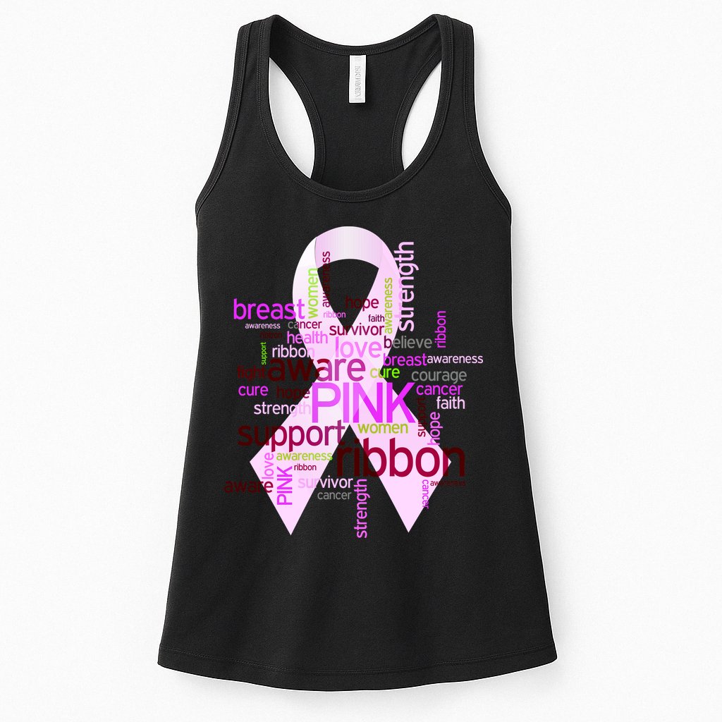 Breast Cancer Awareness Word Mash-Up Womens Tank Top