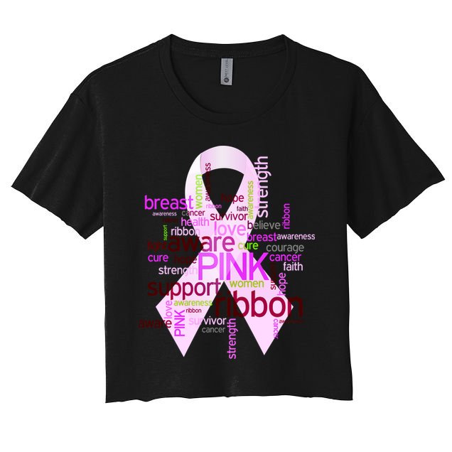 Breast Cancer Awareness Word Mash-Up Crop Top