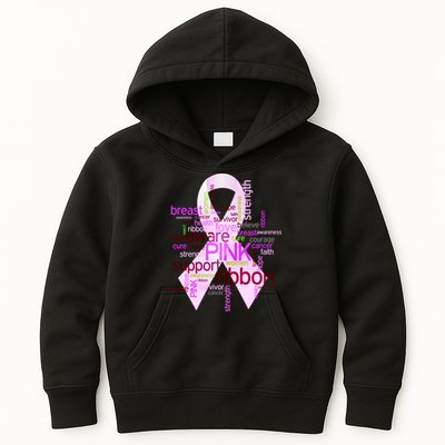 Breast Cancer Awareness Word Mash-Up Kids Hoodie