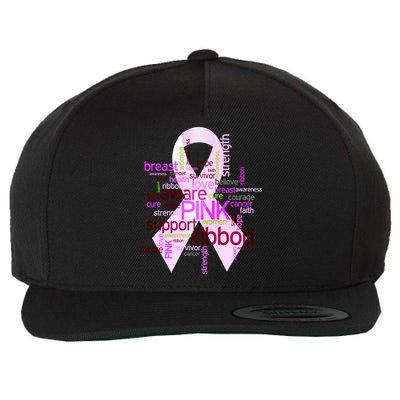 Breast Cancer Awareness Word Mash-Up Wool Snapback Cap