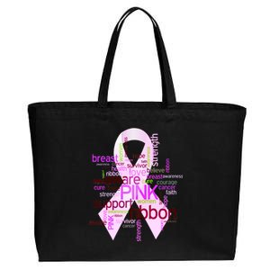 Breast Cancer Awareness Word Mash-Up Cotton Canvas Jumbo Tote