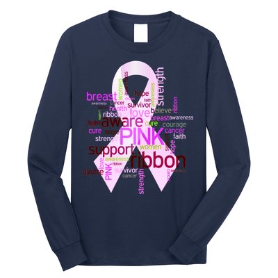 Breast Cancer Awareness Word Mash-Up Long Sleeve Shirt