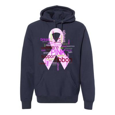 Breast Cancer Awareness Word Mash-Up Premium Hoodie