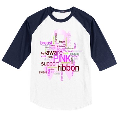 Breast Cancer Awareness Word Mash-Up Baseball Sleeve Shirt