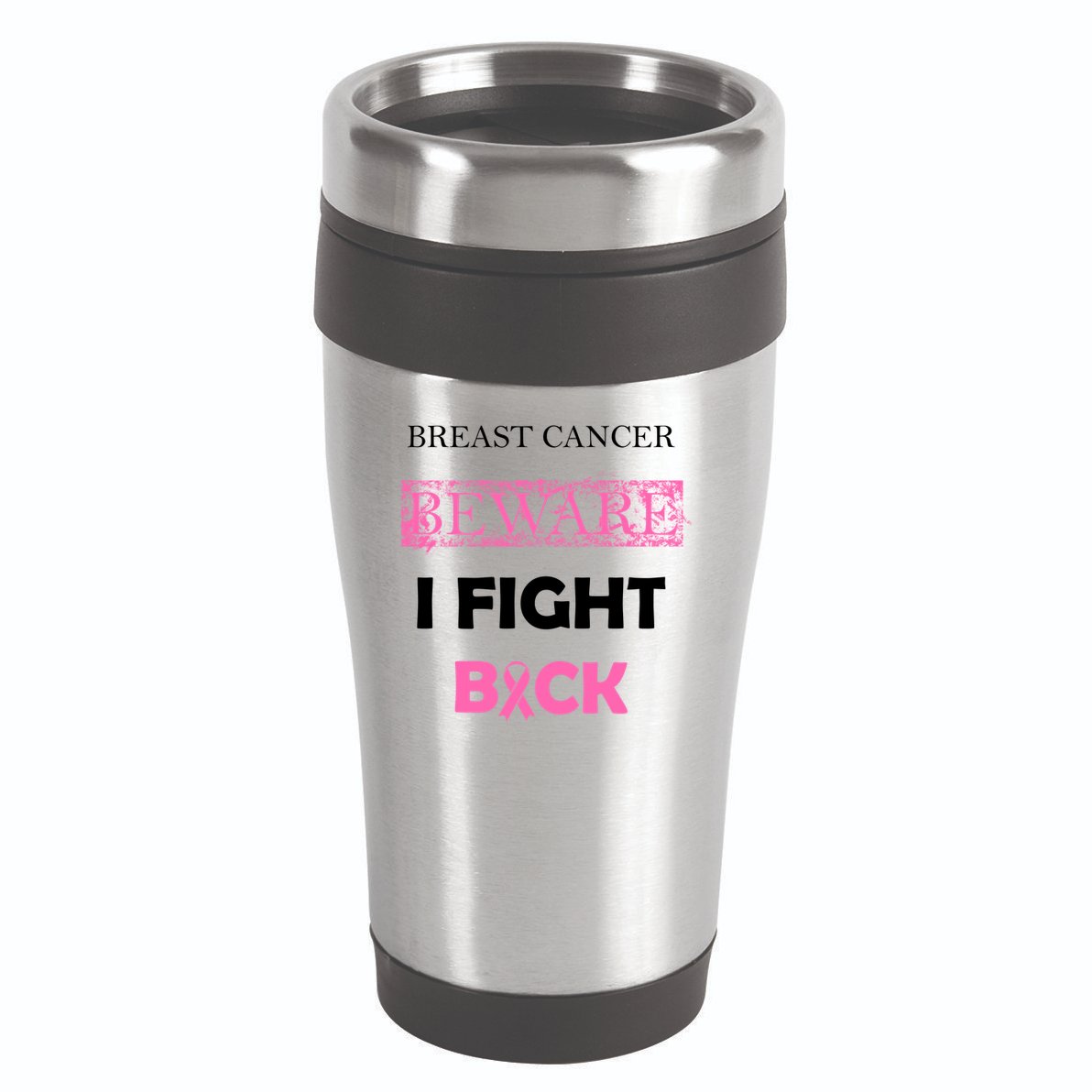 Breast Cancer Beware I Fight Back 16oz Travel Tumbler