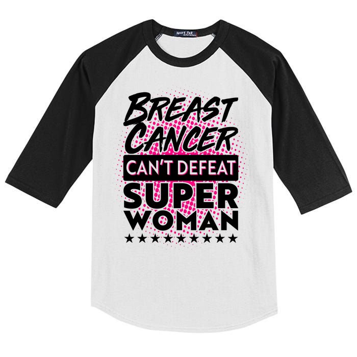 Breast Cancer Can't Defeat Super Woman Kids Colorblock Raglan Jersey