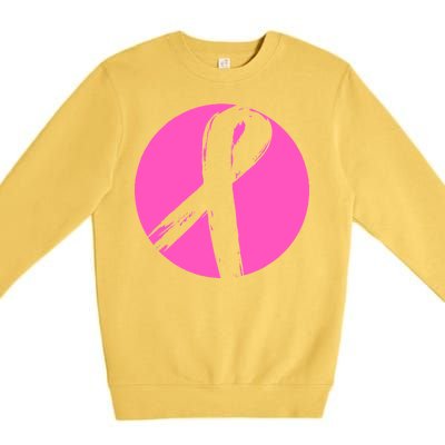 Breast Cancer Circle Ribbon Logo Premium Crewneck Sweatshirt