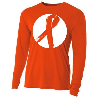 Breast Cancer Circle Ribbon Logo Cooling Performance Long Sleeve Crew