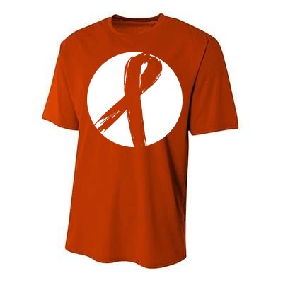 Breast Cancer Circle Ribbon Logo Performance Sprint T-Shirt