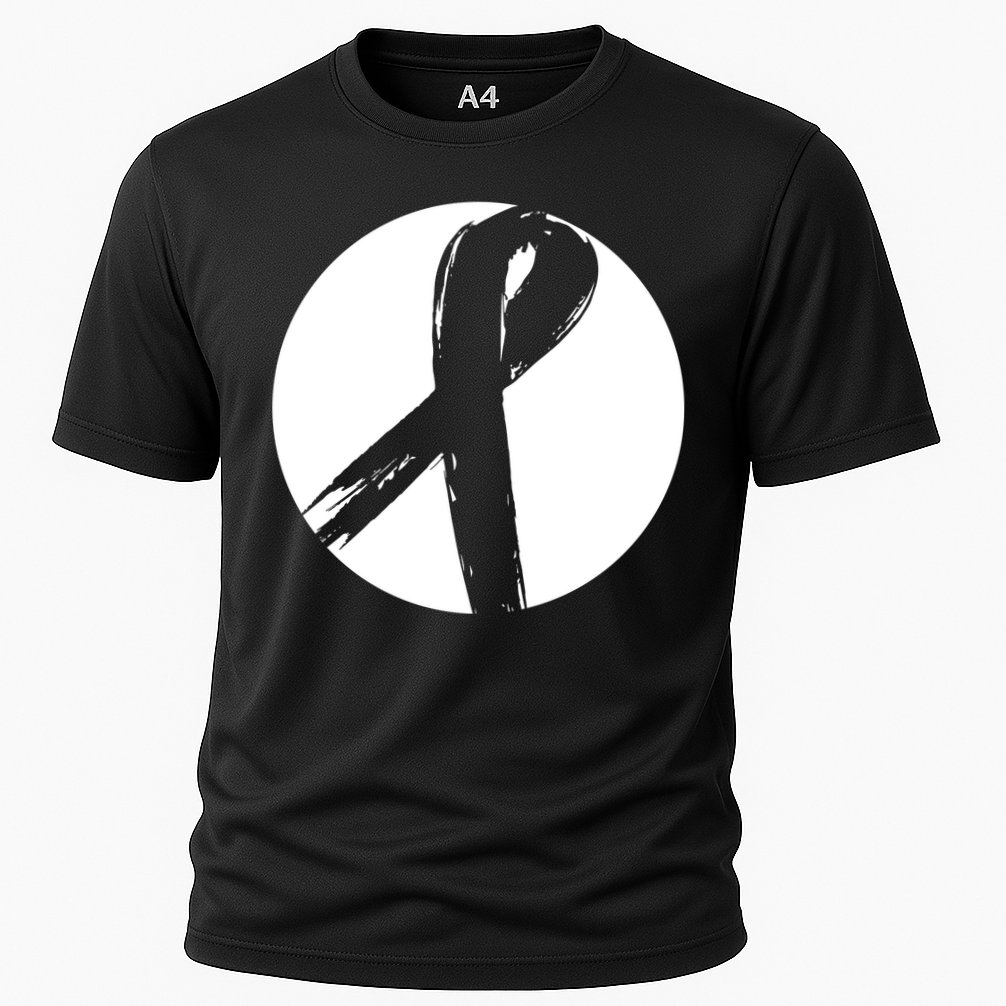 Breast Cancer Circle Ribbon Logo Cooling Performance Crew T-Shirt