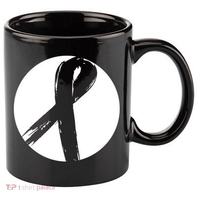 Breast Cancer Circle Ribbon Logo 11oz C Handle Ceramic Mug