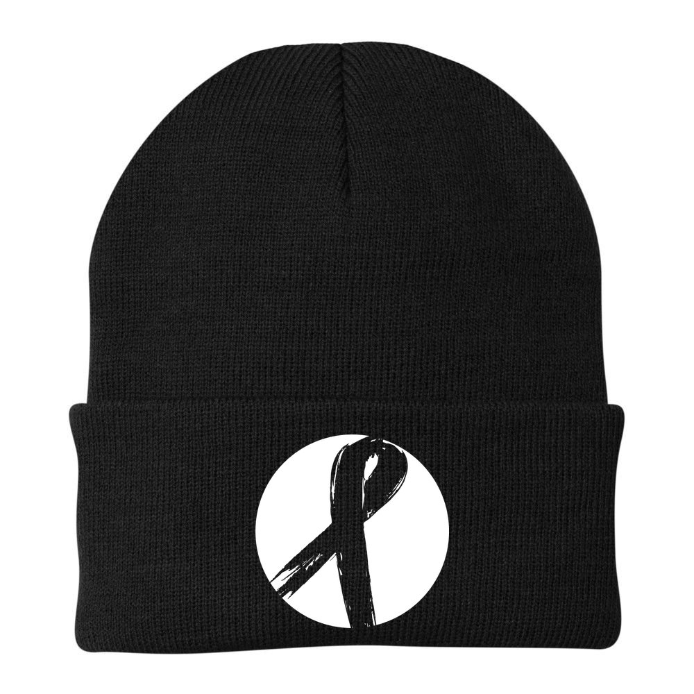 Breast Cancer Circle Ribbon Logo Beanie
