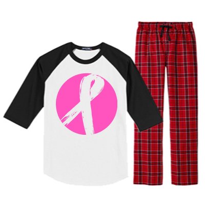 Breast Cancer Circle Ribbon Logo Raglan Sleeve Pajama Set