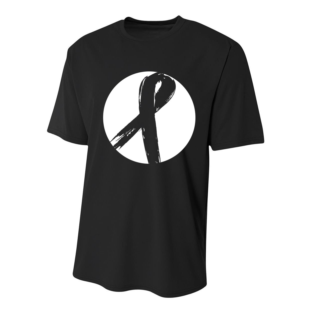 Breast Cancer Circle Ribbon Logo Youth Performance Sprint T-Shirt