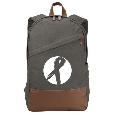 Breast Cancer Circle Ribbon Logo Cotton Canvas Backpack