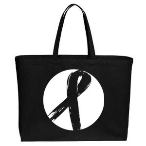 Breast Cancer Circle Ribbon Logo Cotton Canvas Jumbo Tote