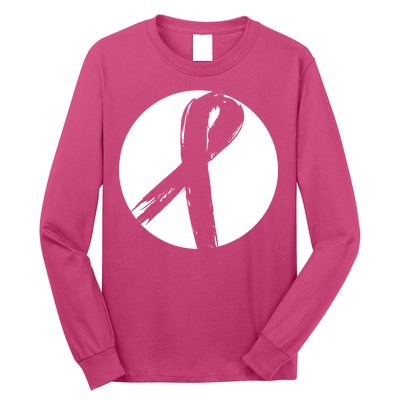 Breast Cancer Circle Ribbon Logo Long Sleeve Shirt