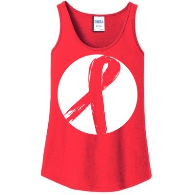 Breast Cancer Circle Ribbon Logo Ladies Essential Tank