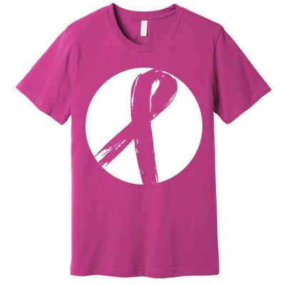 Breast Cancer Circle Ribbon Logo Premium T-Shirt