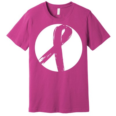 Breast Cancer Circle Ribbon Logo Premium T-Shirt