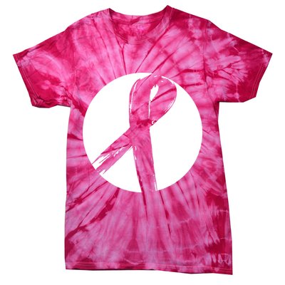 Breast Cancer Circle Ribbon Logo Tie-Dye T-Shirt