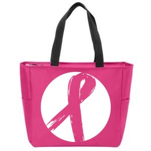 Breast Cancer Circle Ribbon Logo Zip Tote Bag