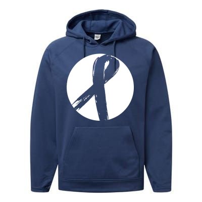 Breast Cancer Circle Ribbon Logo Performance Fleece Hoodie