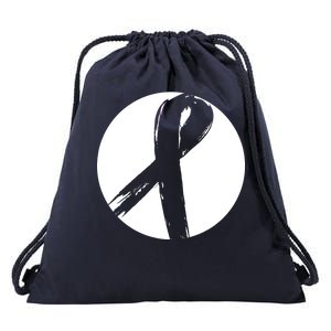 Breast Cancer Circle Ribbon Logo Drawstring Bag