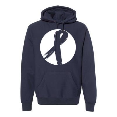 Breast Cancer Circle Ribbon Logo Premium Hoodie