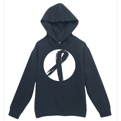 Breast Cancer Circle Ribbon Logo Urban Pullover Hoodie