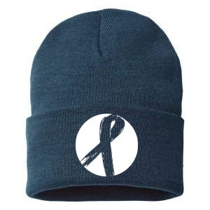 Breast Cancer Circle Ribbon Logo Sustainable Knit Beanie