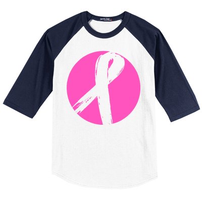 Breast Cancer Circle Ribbon Logo Baseball Sleeve Shirt