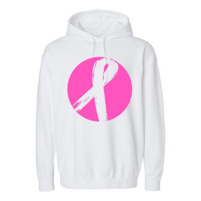 Breast Cancer Circle Ribbon Logo Garment-Dyed Fleece Hoodie