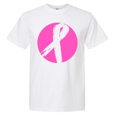 Breast Cancer Circle Ribbon Logo Garment-Dyed Heavyweight T-Shirt