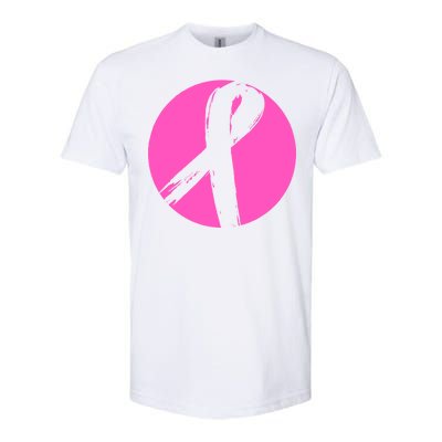 Breast Cancer Circle Ribbon Logo Softstyle CVC T-Shirt