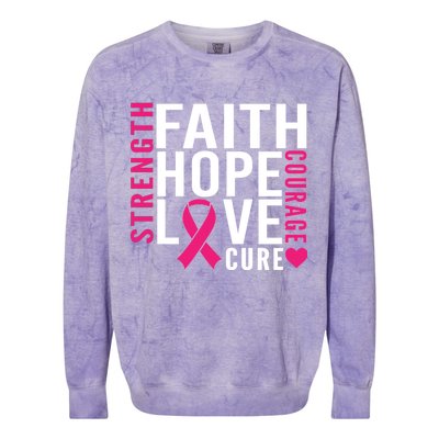 Breast Cancer Faith Hope Love Courage Colorblast Crewneck Sweatshirt