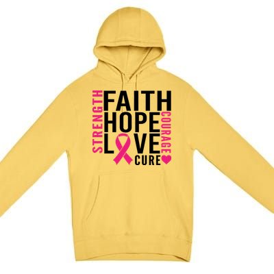 Breast Cancer Faith Hope Love Courage Premium Pullover Hoodie