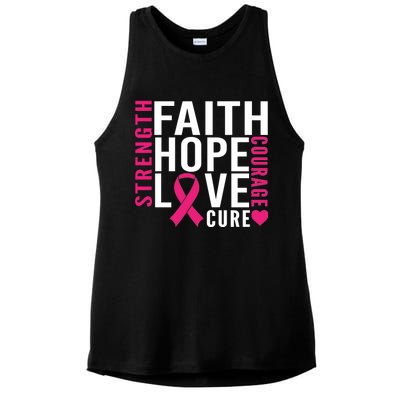 Breast Cancer Faith Hope Love Courage Ladies PosiCharge Tri-Blend Wicking Tank