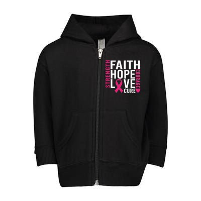 Breast Cancer Faith Hope Love Courage Toddler Zip Fleece Hoodie