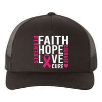 Breast Cancer Faith Hope Love Courage Yupoong Adult 5-Panel Trucker Hat