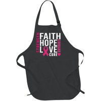 Breast Cancer Faith Hope Love Courage Full-Length Apron With Pockets