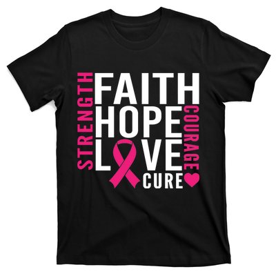 Breast Cancer Faith Hope Love Courage T-Shirt