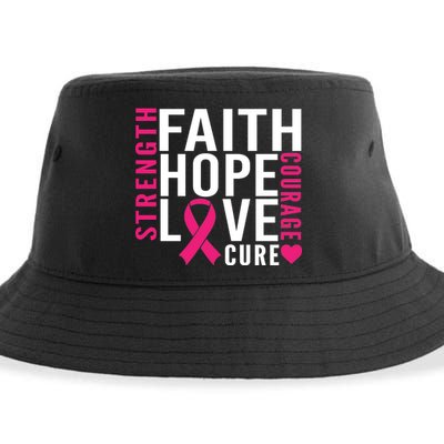 Breast Cancer Faith Hope Love Courage Sustainable Bucket Hat