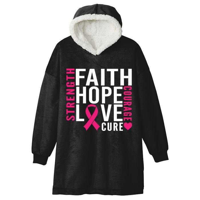 Breast Cancer Faith Hope Love Courage Hooded Wearable Blanket