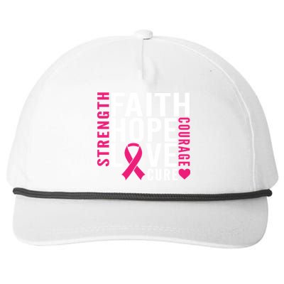 Breast Cancer Faith Hope Love Courage Snapback Five-Panel Rope Hat