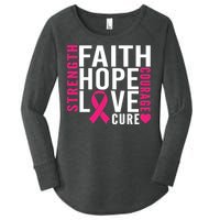 Breast Cancer Faith Hope Love Courage Women's Perfect Tri Tunic Long Sleeve Shirt