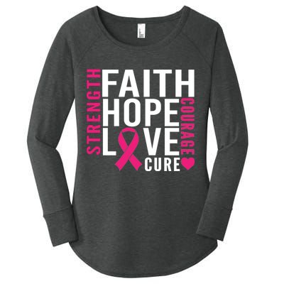 Breast Cancer Faith Hope Love Courage Women's Perfect Tri Tunic Long Sleeve Shirt